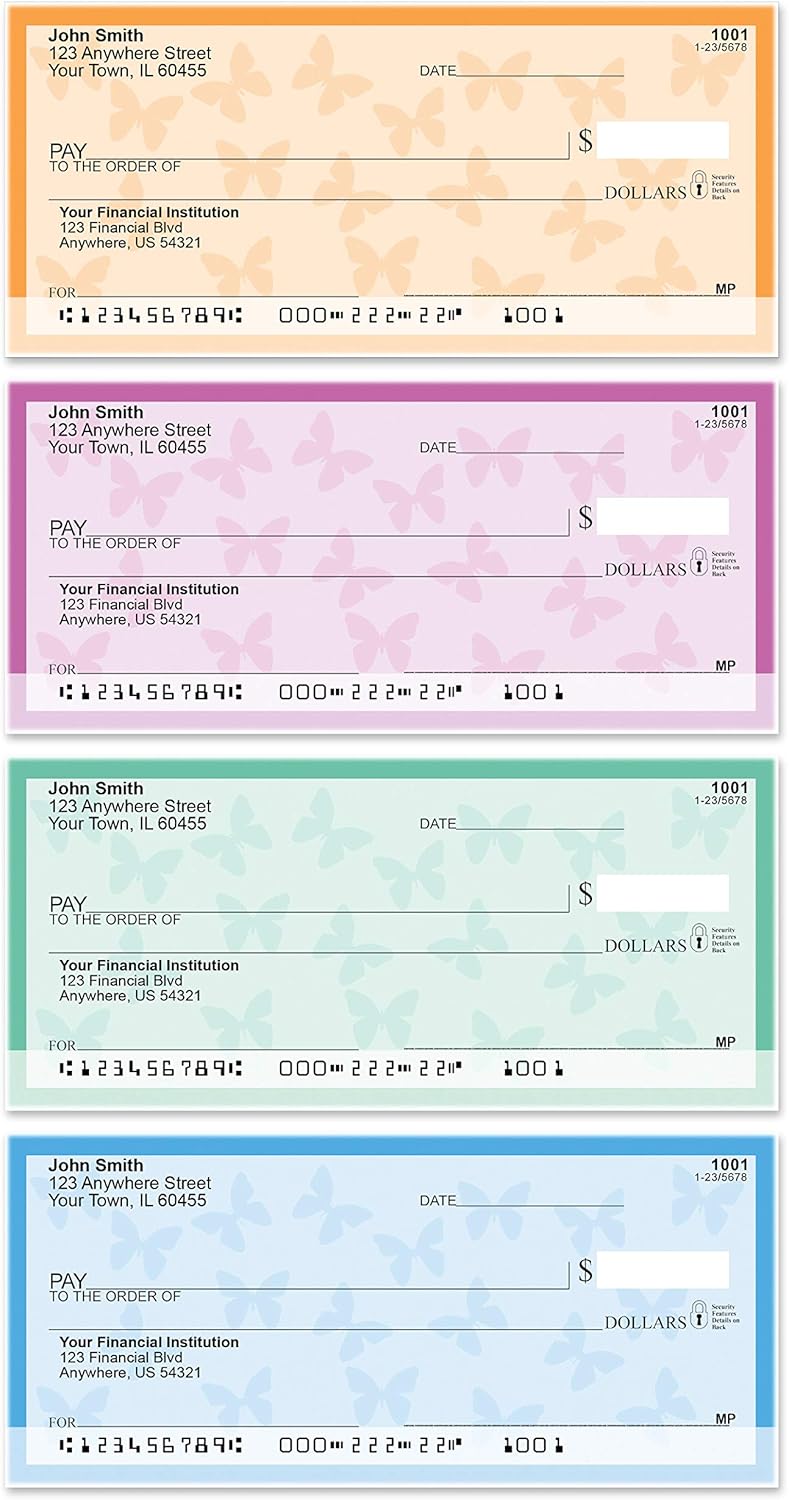 Butterfly Top Tear Value Priced Personal Checks (1 Box of Duplicates, Qty. 100) : Office Products
