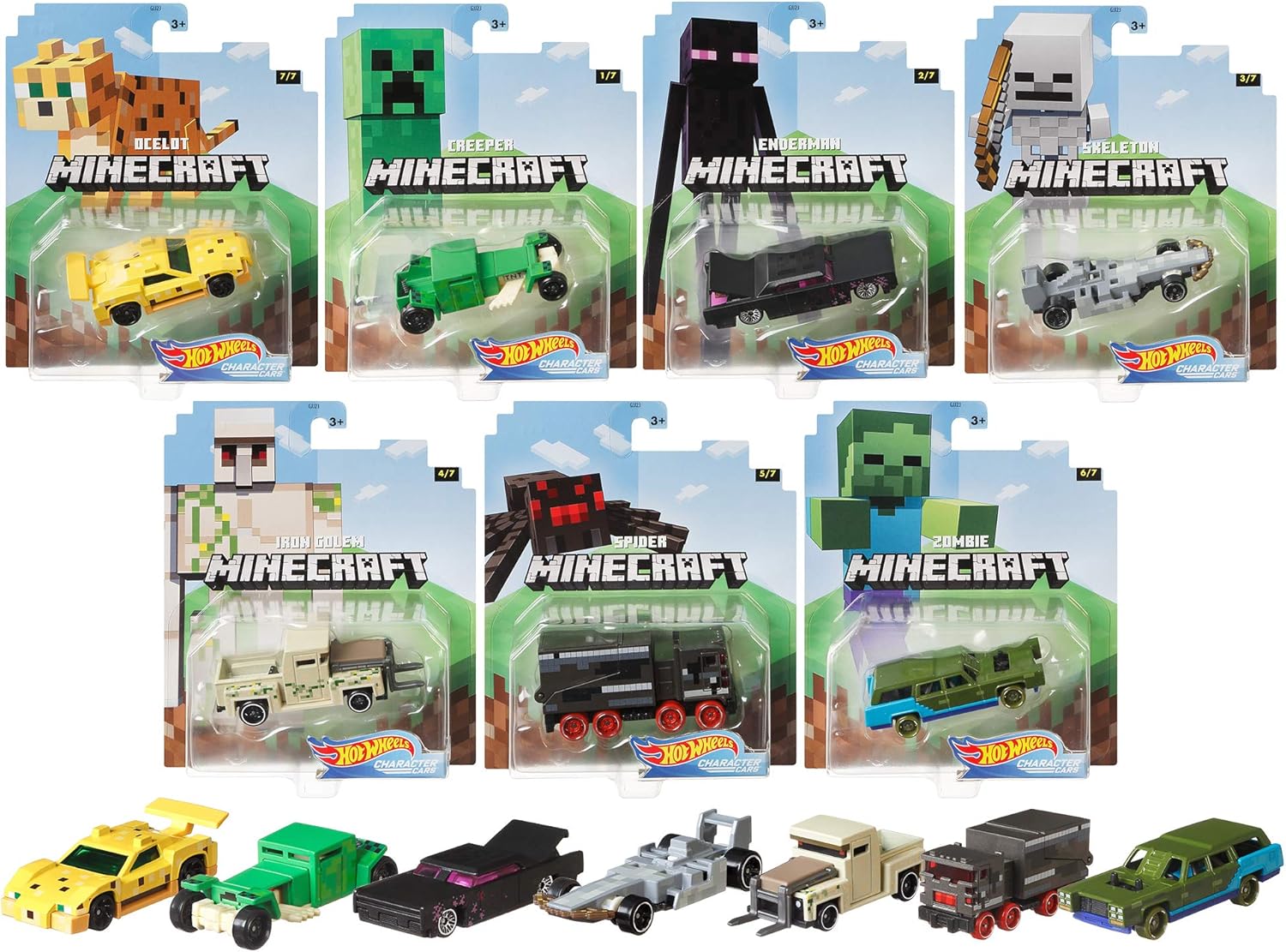 Amazon ホットウィール ゲーミングキャラクター Mix2 アソート ミニカー 8台入り Box販売 マインクラフト オセロット 2台 クリーパー 1台 エンダーマン 1台 スケルトン 1台 アイアンゴーレム 1台 クモ 1台 ゾンビ 1台 986b Gjj23 ミニカー ダイ