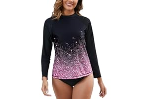Halcurt Women's Long Sleeve Rash Guard Swim Shirts Quick Dry UPF50+ UV Sun Protection Swimsuit Top