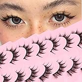 Veleasha Eyelashes Manga Lashes Cat Eye Lashes Spiky Eyelash C Curl Lash Wispy Natural Look False Eyelashes with Soft Cotton 
