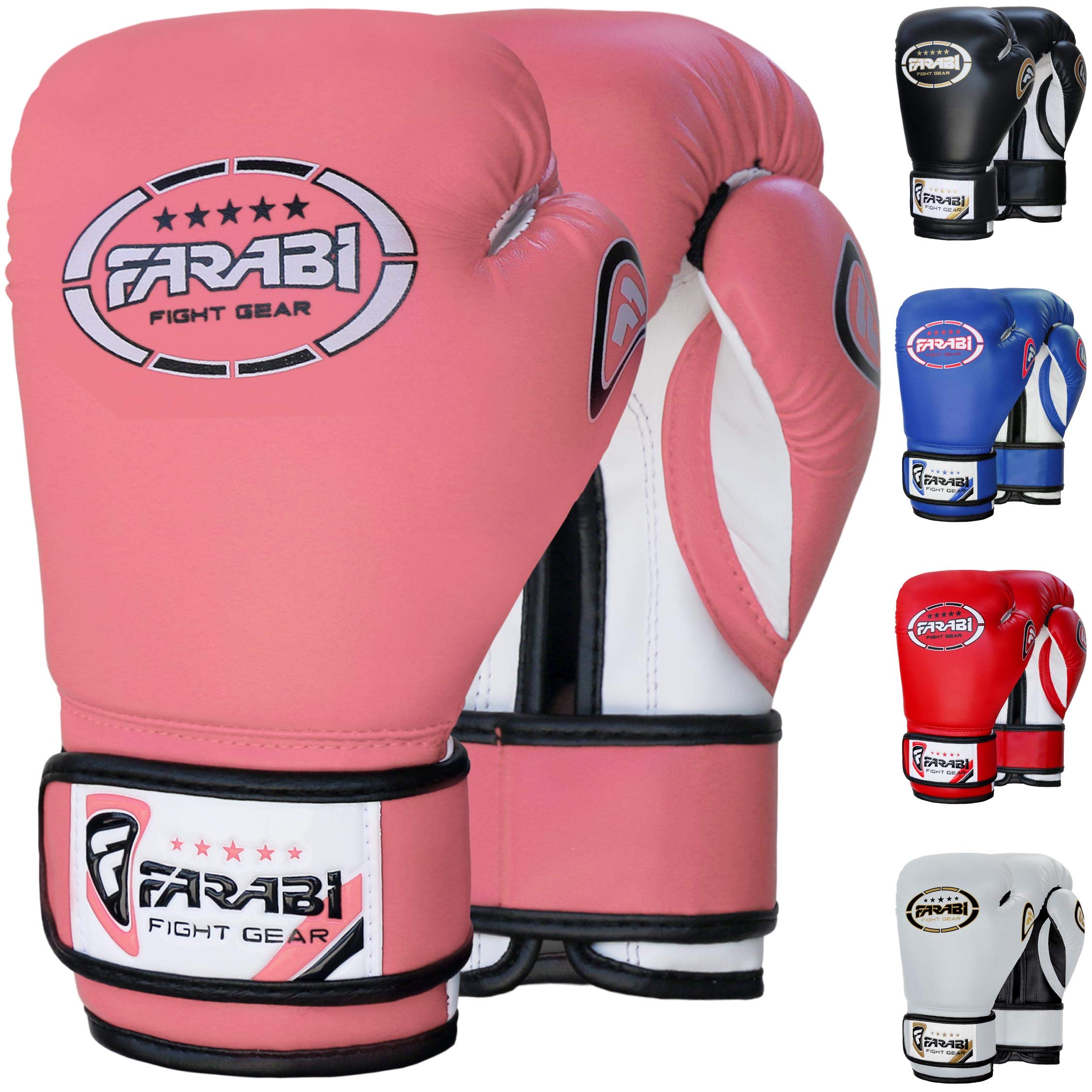 Farabi Sports Kids Boxing Gloves 6, 8-oz Junior Muay Thai Gloves Youth Kickboxing Sparring Punching Bag Training Gloves (Pink, 6-oz)