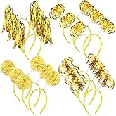 Censen 12 Pcs St. Patrick's Day Pom Pom Headbands Easter Spirit Party Headbands Tinsel Ponytail Headwear for Birthday Holiday