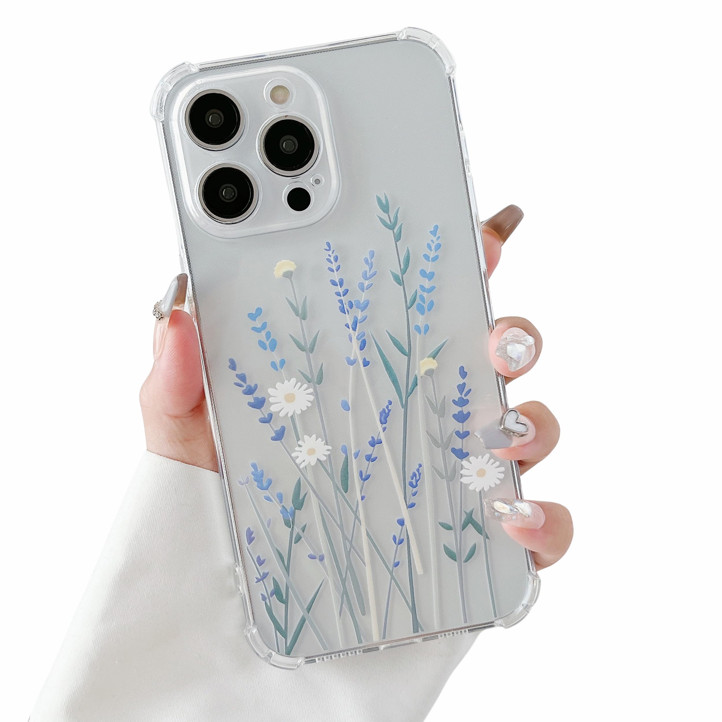 ZTOFERA Case for iPhone 16 Pro, Transparent Clear Soft TPU Case with Flower Pattern, Ultra Slim Anti-scratch Silicone Gel Protective Bumper Cover for iPhone 16 Pro (6.3") - Lavender
