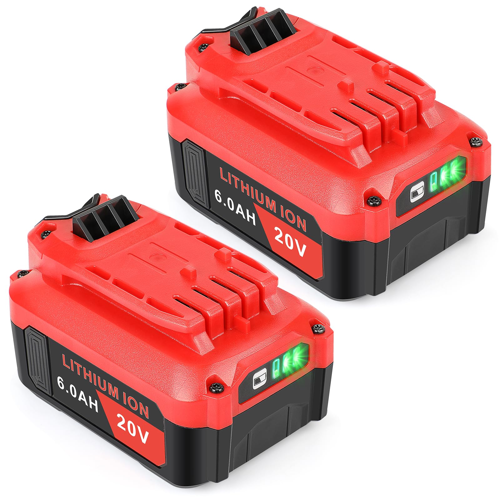 Photo 1 of CHANJOYH 2Pack 6.0Ah 20V Battery Replacement for Craftsman 20V MAX CMCB204 CMCB202 CMCB201 CMCD700C1 CMCS500B Compatible with V20 Cordless Power Tools