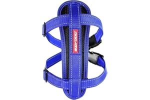 EzyDog Chest Plate No Pull Dog Harness – Escape Proof Harness with Reflective Stitching and Comfort Padding for Easy Walks, Training & Control - Car Restraint Included (Medium, Blue)