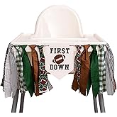 CIEQR Football Highchair Banner 1st Birthday - First Year Down High Chair Banner, Sport Theme First Birthday Decorations for Party, Anniversary, Cake Smash, Photo Props... (Cloth)