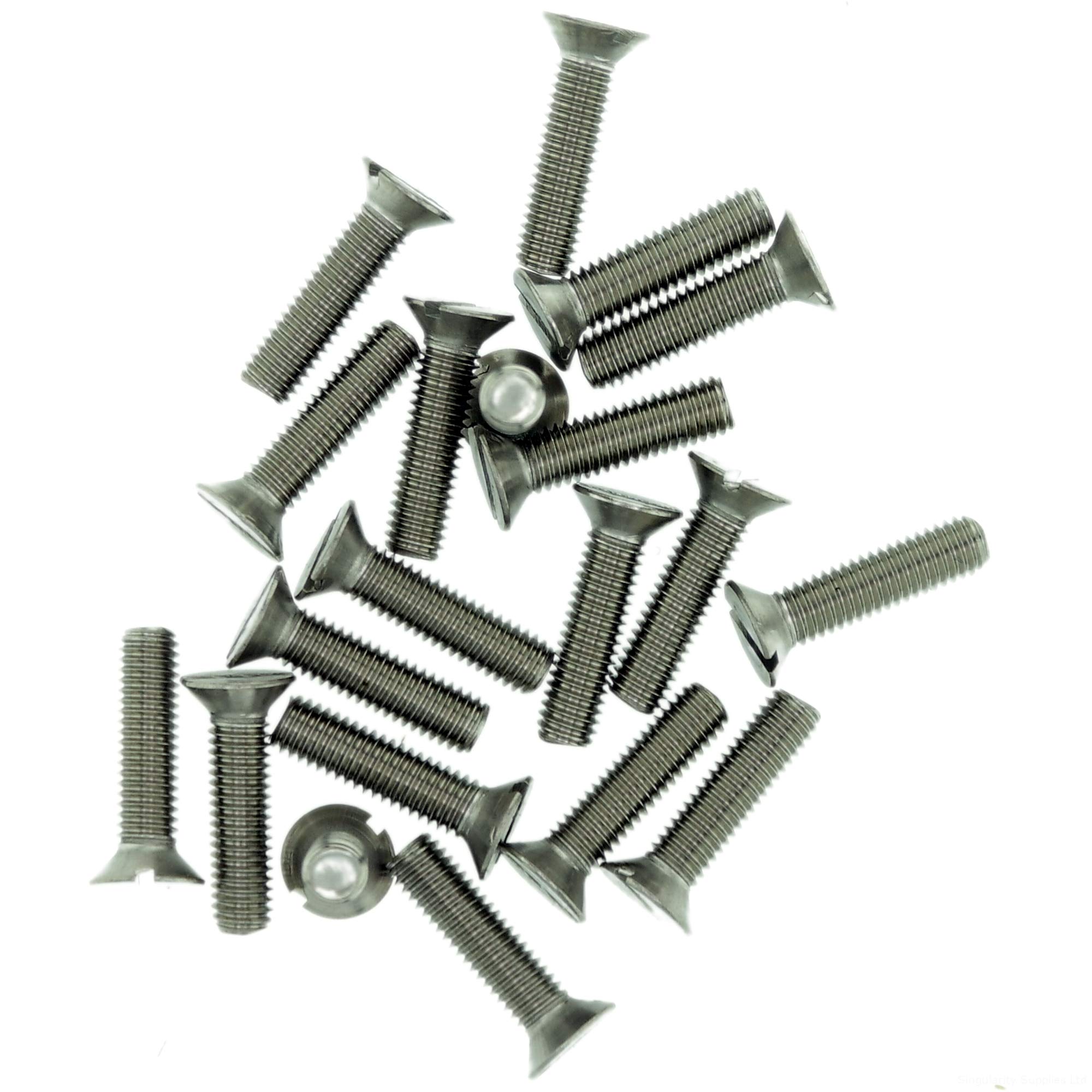 M1.6 (1.6mm x 3mm) Slot Countersunk Machine Screw (Bolt) - Stainless Steel (A2) (Pack of 20)