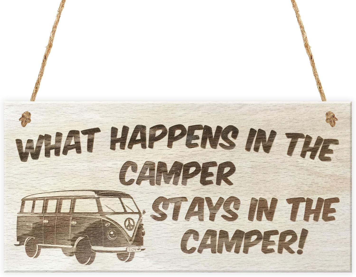 Red Ocean Happens Stays In The Camper Novelty VW Campervan, Wood, 20 x 0.6 x 10 cm, 20.0 x 0.6 x 10.0 cm - Image 3