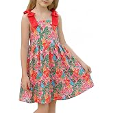 NIUSC Girls Beach Dress Summer Outfit Boho Straps Smocked Cami Bow Princess Casual Birthday Party Clothes 4-12Y