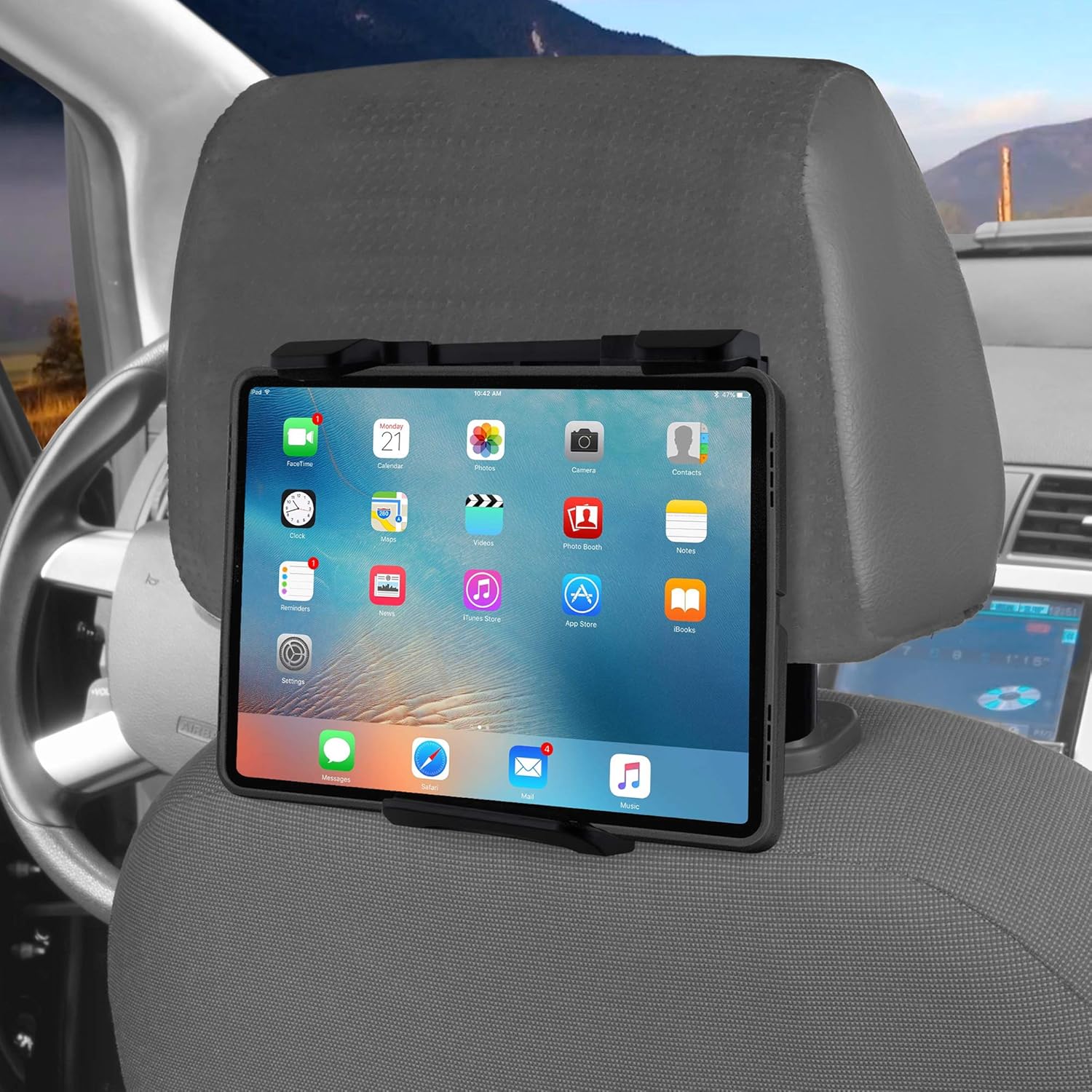 Monster Car Headrest Mount for Smartphones and Tablets (Apple iPhone & iPad Series, Samsung Galaxy Series, Google Pixel Series, LG & More)
