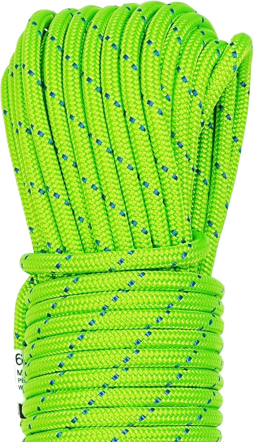 GM CLIMBING 6mm Accessory Cord Rope Double Braid Black Pre Cut CE : Sports & Outdoors