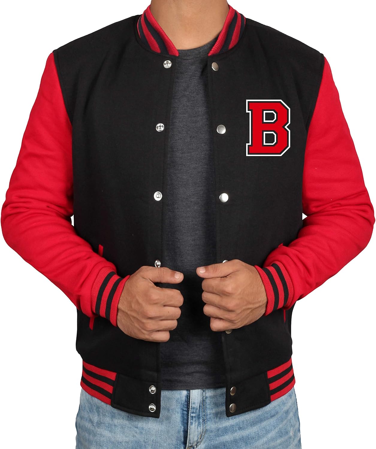 Black And Red Letterman Jacket Men - High School Varsity Mens Baseball Jacket at  Men’s Clothing store