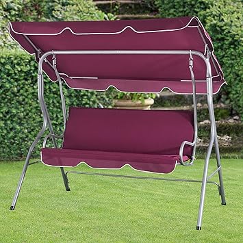 ArtLife Hollywoodschaukel Cecina 3-Sitzer mit beschichtetem Stahlgestell in Bordeaux