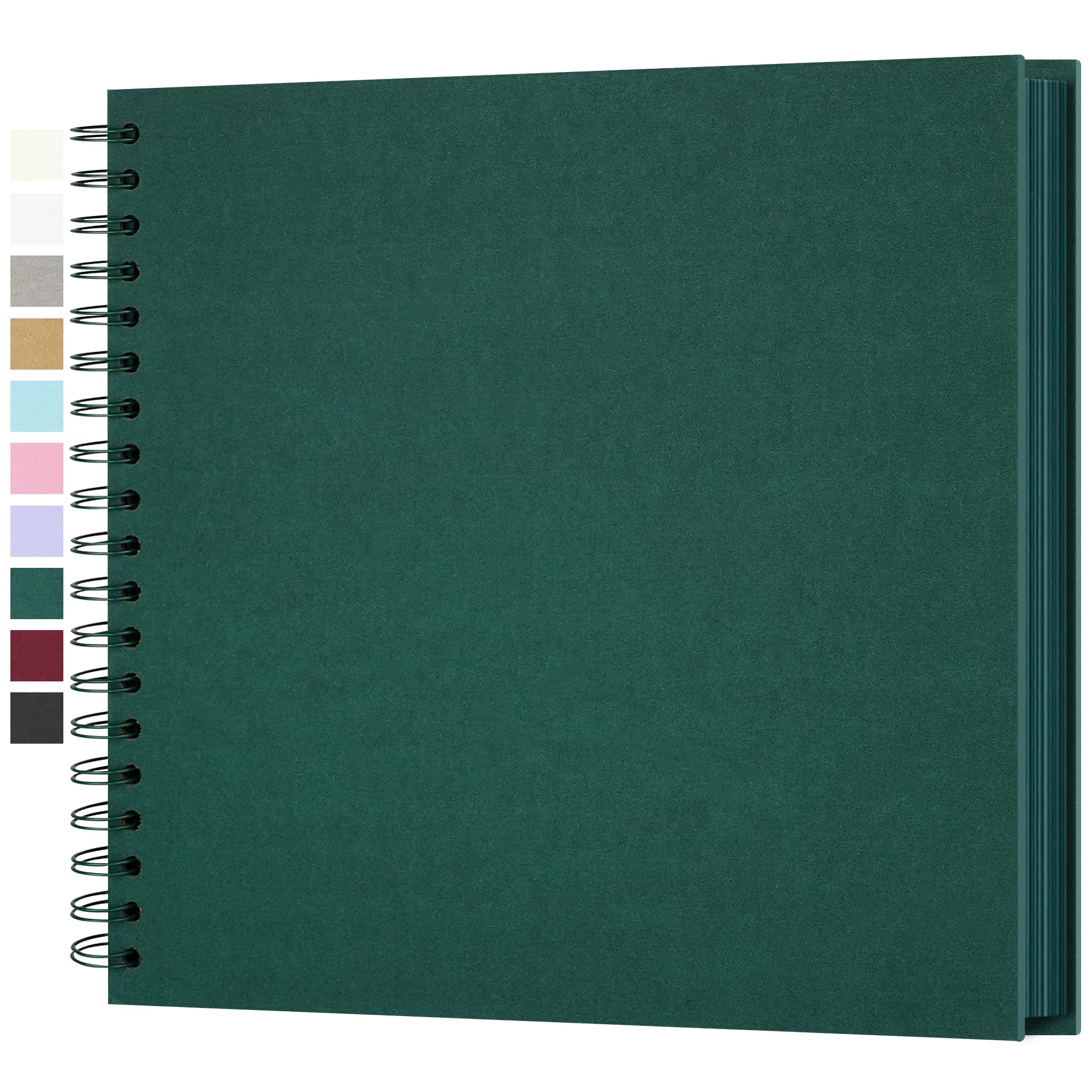 Yopih DIY Scrapbook Album 25.5x25.5 cm Hardcover Kraft Paper Scrap Book with 50 Sheets Memory Book for Family and Wedding Photography, Dark Green