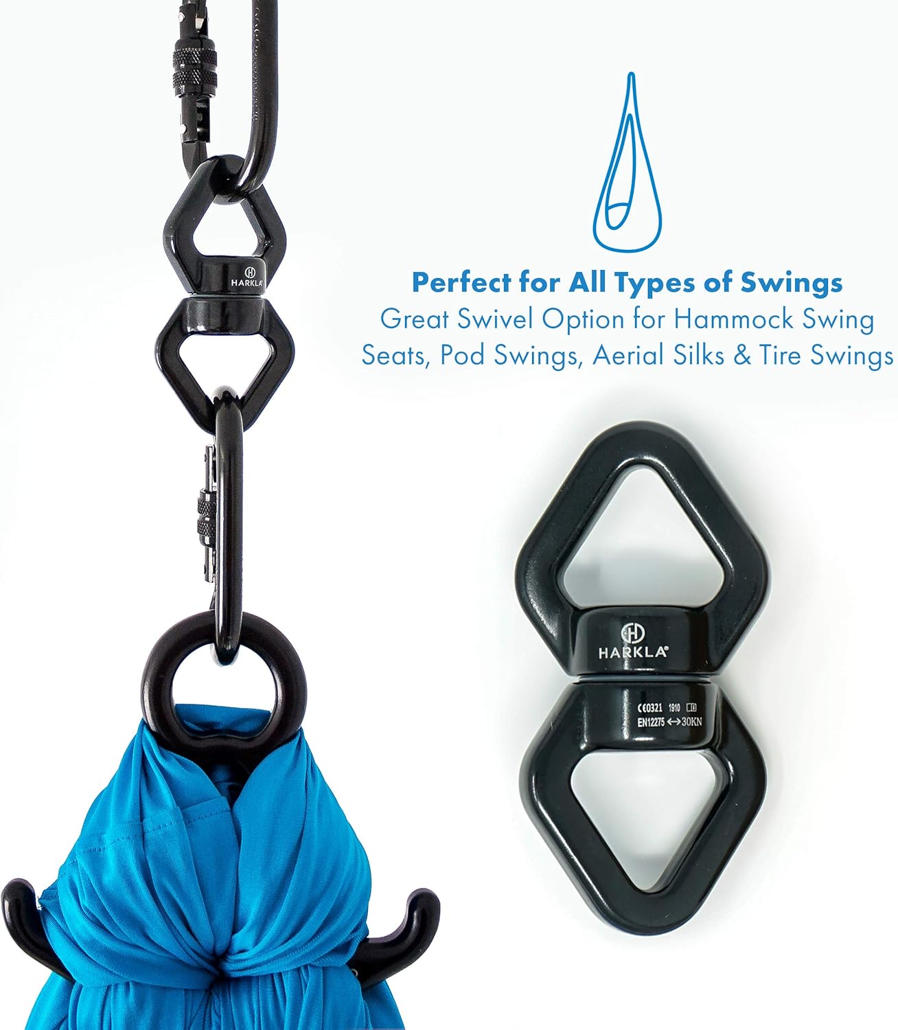 Harkla Swing Swivel (30 kN, 6,744 lbs Rated Breaking Point), Rotational Device for Swing or Aerial Rig - Image 5