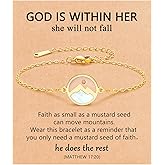 Eryuor God Is Within Her Mustard Seed Bracelet for Teen Girls Women, Christian Faith Gifts with Bible Verse Card