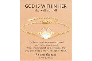 Eryuor Silver/Gold Move Mountains-Mustard Seed Link Bracelet Catholic Christian Easter Christmas Birthday Gifts for Women Her