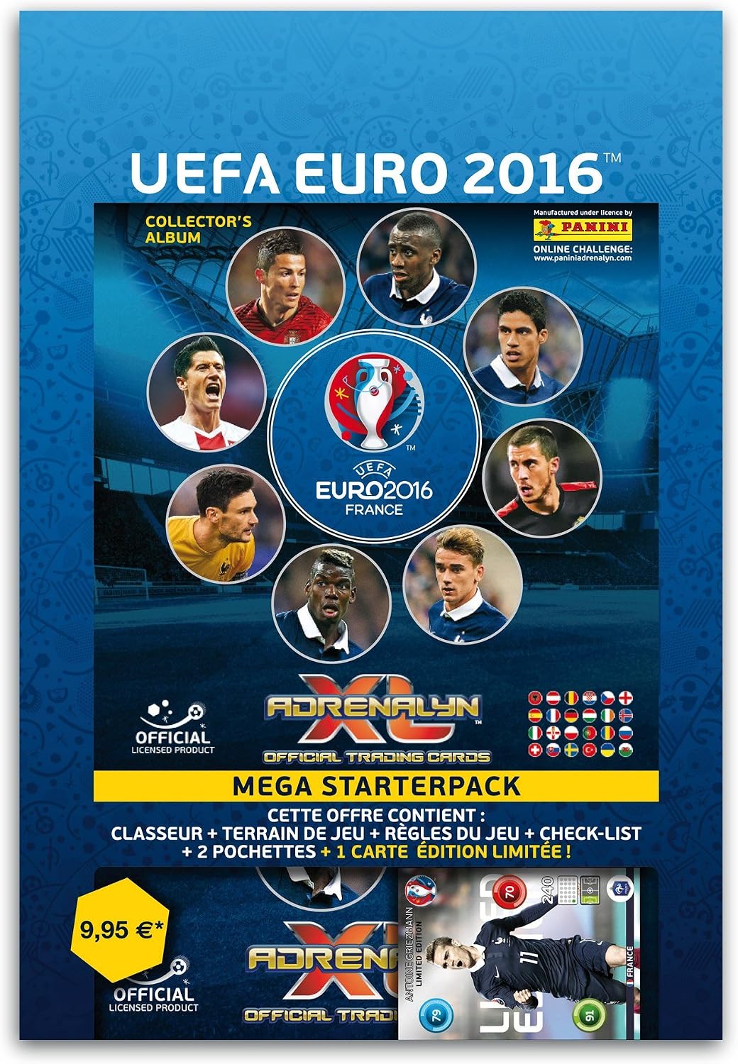 Panini Road Euro 2016 Adrenalyn Mini Tin – 9 Packs + 1 Limited Card, Factory Sealed
