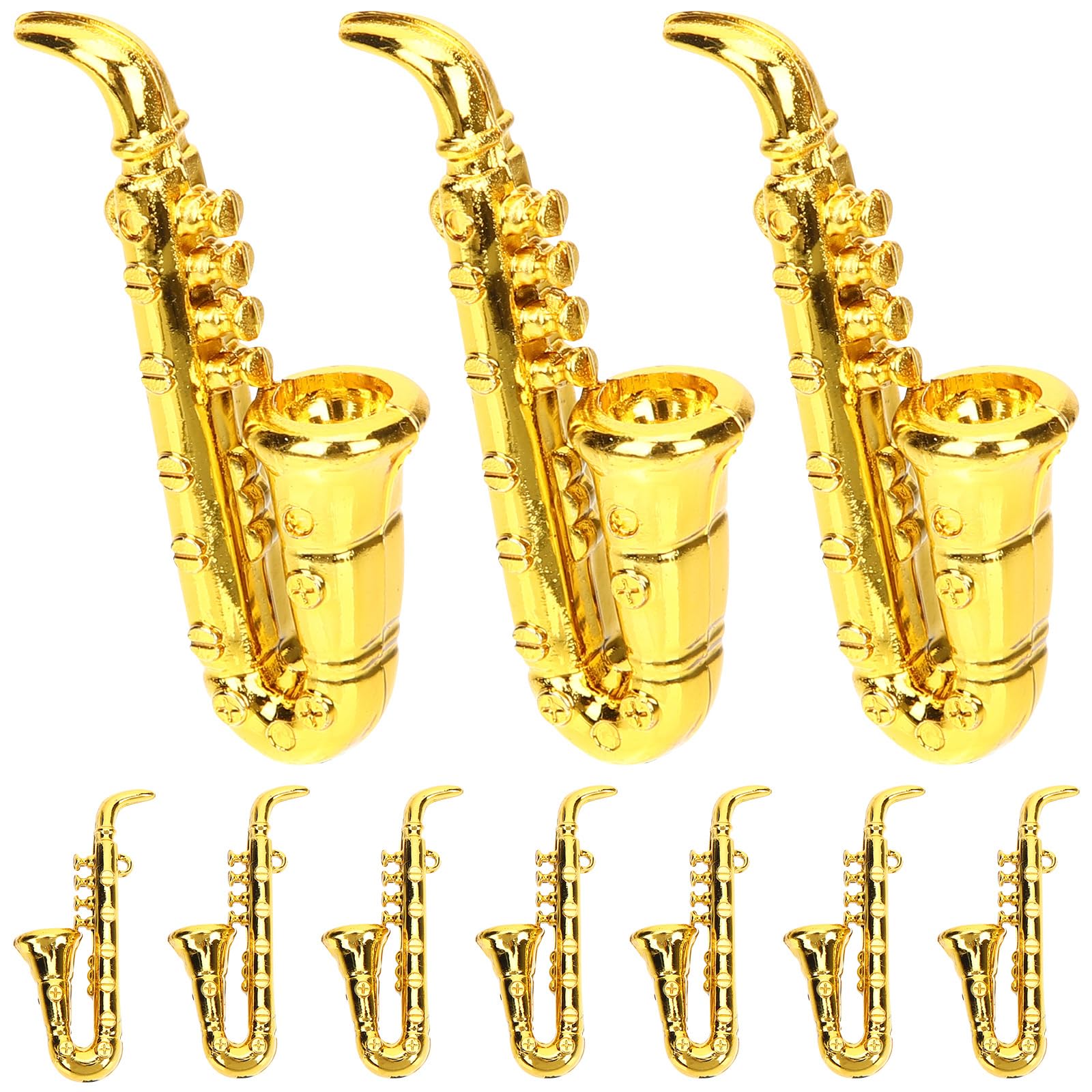 ifundom Miniature Musical Instruments Set 10Pcs Including Tiny Saxophone Model Small Plastic Toy Instruments for Dollhouse D Cor Photo Props Creative Kids Play