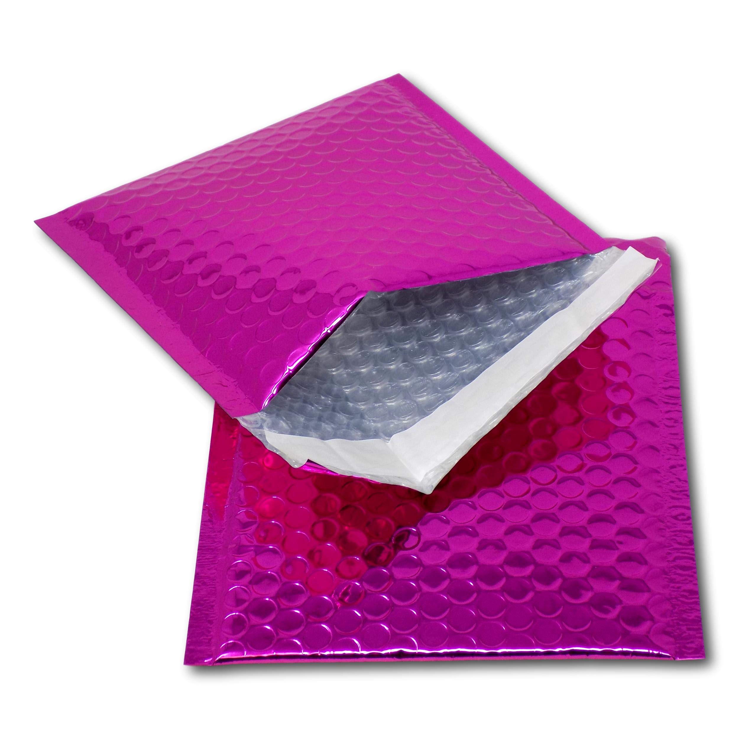 EPOSGEAR 10 Hot Pink Shiny Metallic Foil Bubble Padded Bag Mailing Envelopes - Perfect for Marketing, Promotions or and Alternative to Gift wrap (CD - 165mm x 165mm)
