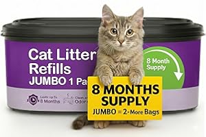 AMAZINK 60ft Cat Litter Refill Bags (8-Month Supply). Heavy-Duty, Odor-Blocking, Compatible with Litter Genie/Pet Genie