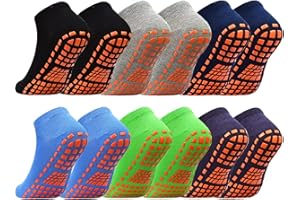 ELUTONG Anti-Skid Trampoline Socks for Kids 6 Pairs Bounce House Non Slip Socks for Boys Girls Teenagers