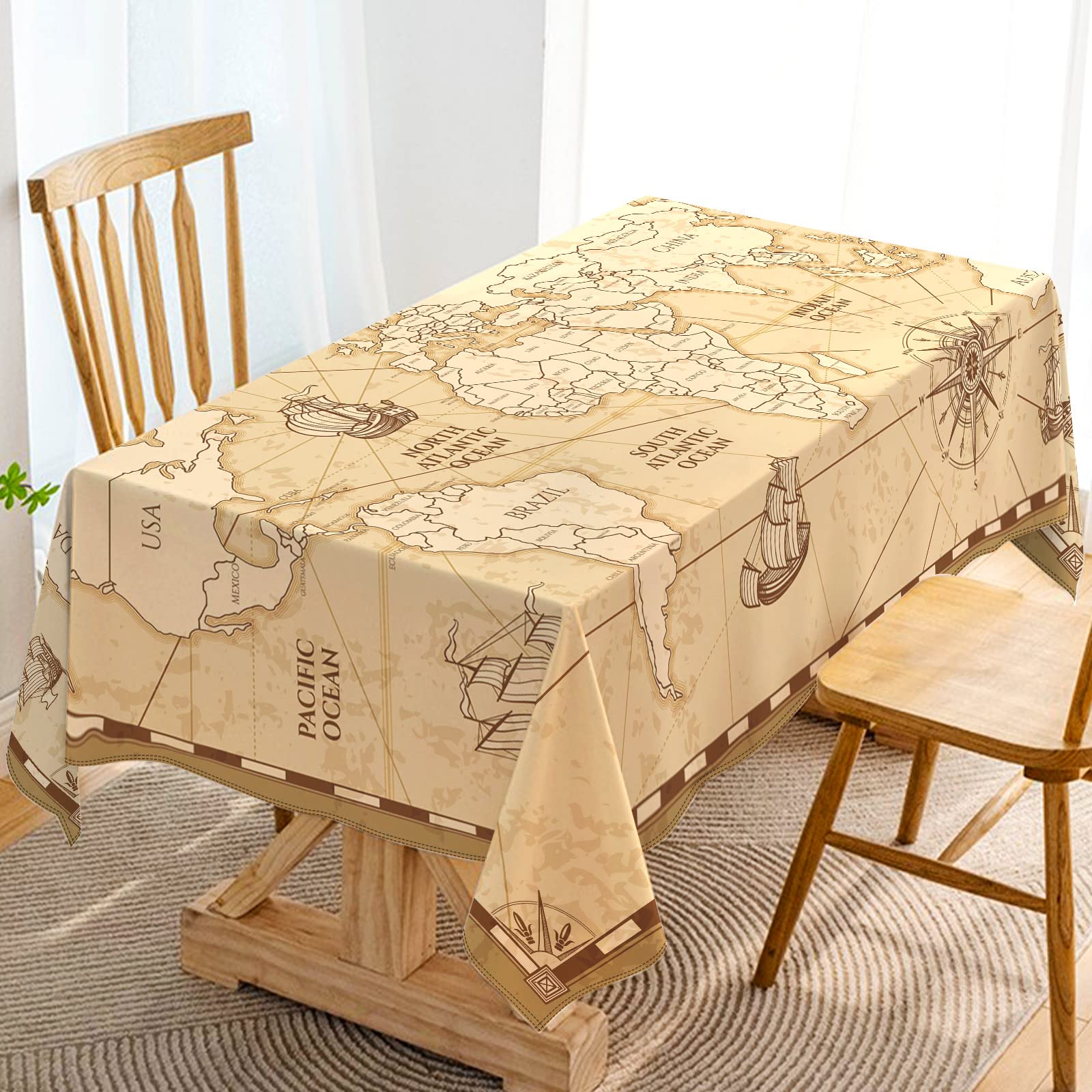 Hafangry World Map Tablecloth Adventure World Awaits Party Decoration ...