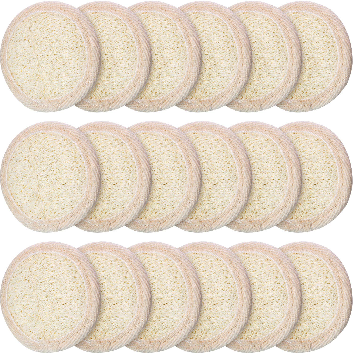 Photo 1 of 18 Packs Exfoliating Loofah Sponge Pads Mini Facial Body Bath Shower Loofah Sponge Pad Natural Exfoliating Scrubber Brush for Women Men