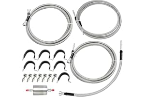 LOBIUTIYA Fuel Line 819-840 Compatible with 1999-2003 Chevy Silverado 1500 2500 HD 3500 GMC Sierra 1500 2500 HD 3500,819840 Flexible Stainless Steel Braided Fuel Hose Set OE#819-840 15043857 15765803