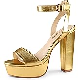 MERUMOTE Women's Fashion Platform Sandals Block Heels Wedding Summer Dress Shoes