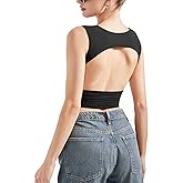 SUUKSESS Women Sexy Backless Tank Top Going Out Double Lined Y2k Basic Crop Tops