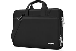 MOSISO 360 Protective Laptop Shoulder Bag Compatible with MacBook Air 15 M4 A3241 M3 A3114 M2 A2941/Pro 16 inch M4 M3 M2 M1, 15-15.6 inch Notebook,Matching Color Sleeve with Belt, Black