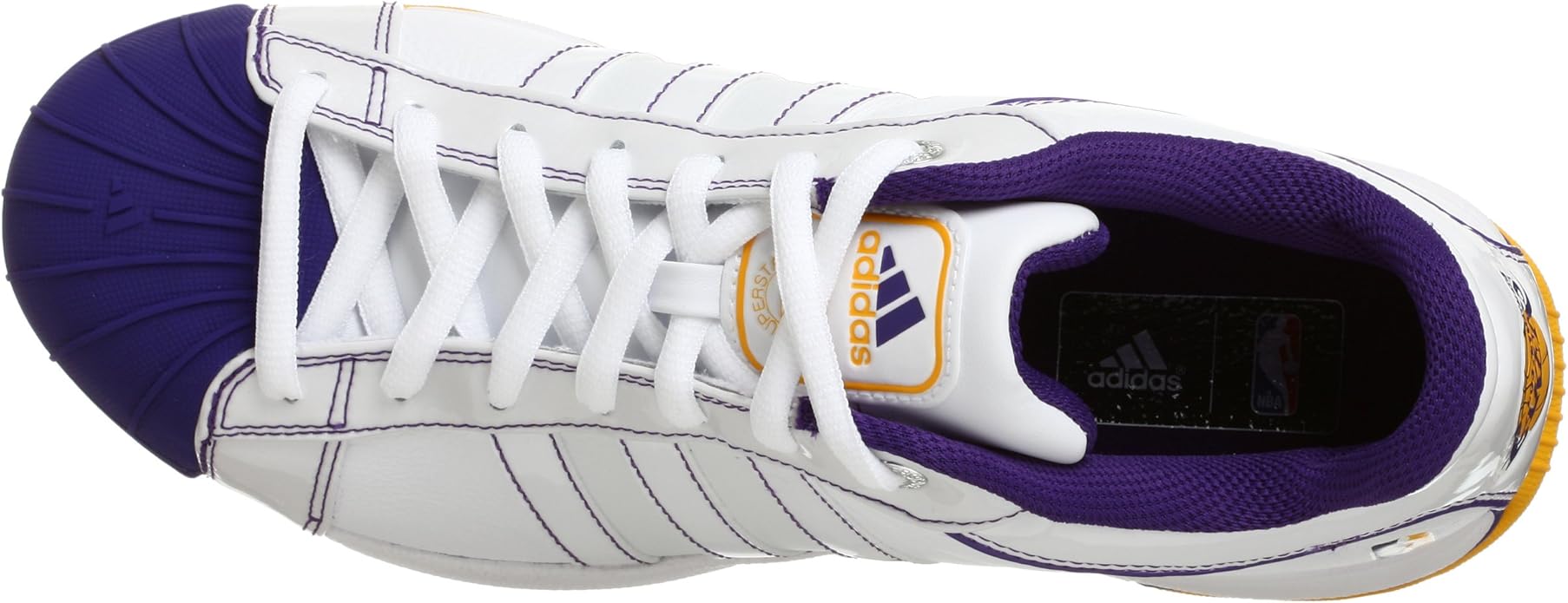 Amazon Com Adidas Men S 2g08 Los Angeles Lakers Basketball Shoe White Purple Gold 9 5 M Basketball