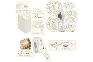 Premium Farm Fresh Eggs Packaging Supplies Set Include 200 Double Sided Fresh Handling Instruction Cards 500 Round Farm Fresh