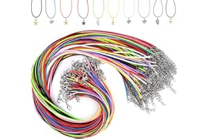 NEBURORA 120 Pcs Necklace Cord 1.5mm Waxed Necklace Cord with Clasp 20 Inch 10 Colors Necklace String Rope Waxed Cotton Cord 