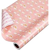 American Greetings 175 sq. ft. Reversible Wrapping Paper for Baby Showers, Kid's Birthdays and All Occasions, Rainbows and Hearts (1 Roll, 30 in x 70 ft.)