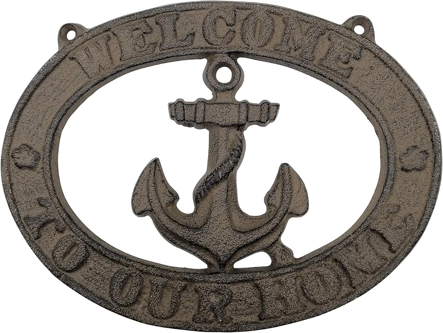 Comfy Hour Antique & Vintage Interior Decor Collection Cast Iron Anchor Welcome Plaque, 8x6 Antique Brown: Everything Else