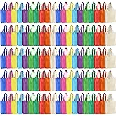 Jexine 100 Pcs Non Woven Bags Reusable Gift Bag with Handles Shopping Tote Grocery Goodie Party Treat Bags Favors(Multicolor)