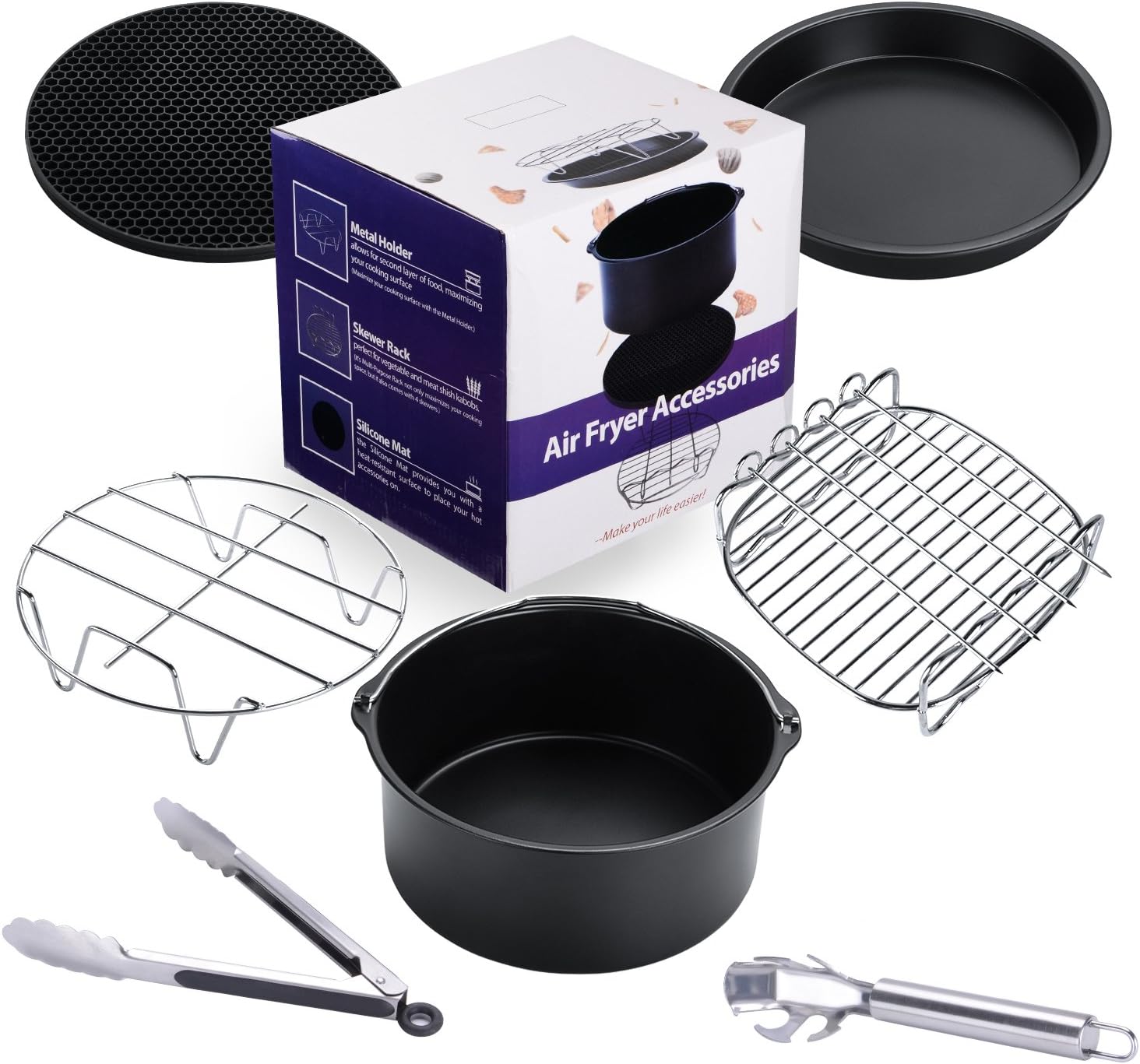 Accessory for Airfryer Hot Air Fryer Kinden Tin Springform Cake Tin Non-stick Grill Stand Trivet with for 3.7qt 5.3QT 5.8qt Cozyna – PHILIPS – GoWISE