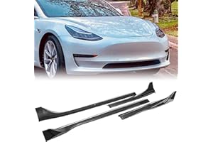 Rolling Gears Side Skirts Extension Compatible with 2017-2023 Tesla Model 3, Carbon Fiber Hydro-Dipping