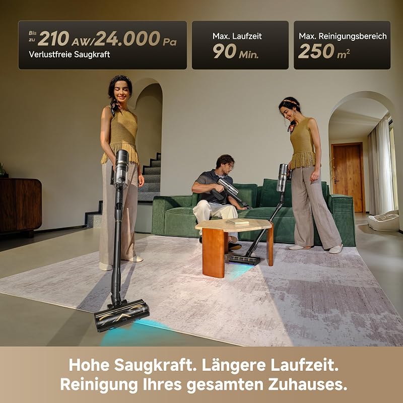V20 Pro-A Akku Staubsauger, 0 mm Kantenreinigung, 24000Pa/210AW