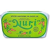 NURI Spiced Mackerel in Olive Oil 4.4 oz can (Whole Mackerel Spicy Olive Oil)