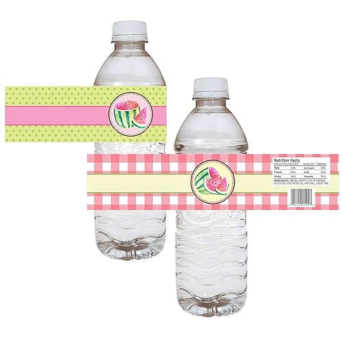 Watermelon Party Water Bottle Labels Children Girl Birthday Baby Shower Drink Stickers Set Of 12