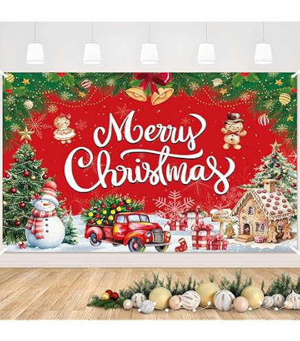 Merry Christmas Banner Backdrop - 72x44 Inch Large Christmas Decoration For Parties, Photography & Holiday Decor