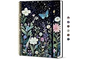 Taja Large Spiral Lined Journal for Women, 8.5" x 11" Notebooks for Work Collge Ruled, A4 Aesthetic Cute Journaling Notebooks for Writing, Plastic Cover, Celestial