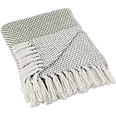 DII Woven Throw Collection 100% Cotton, Basketweave, 50x60, Artichoke Green