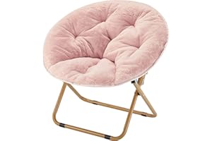 Heritage Kids Folding Faux Fur Blush with Gold Base 23" Kids Saucer™ Chair