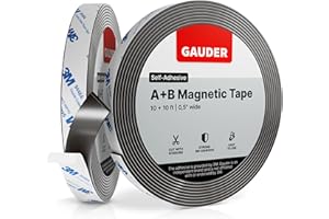 GAUDER A+B Magnetic Tape I Magnetic Strips with Adhesive Backing for Fly Screen & More | Magnetic Tape Roll (10 ft + 10 ft)