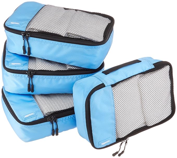 AmazonBasics Small Packing Cubes 4 Piece Set, Sky Blue Amazon.ca