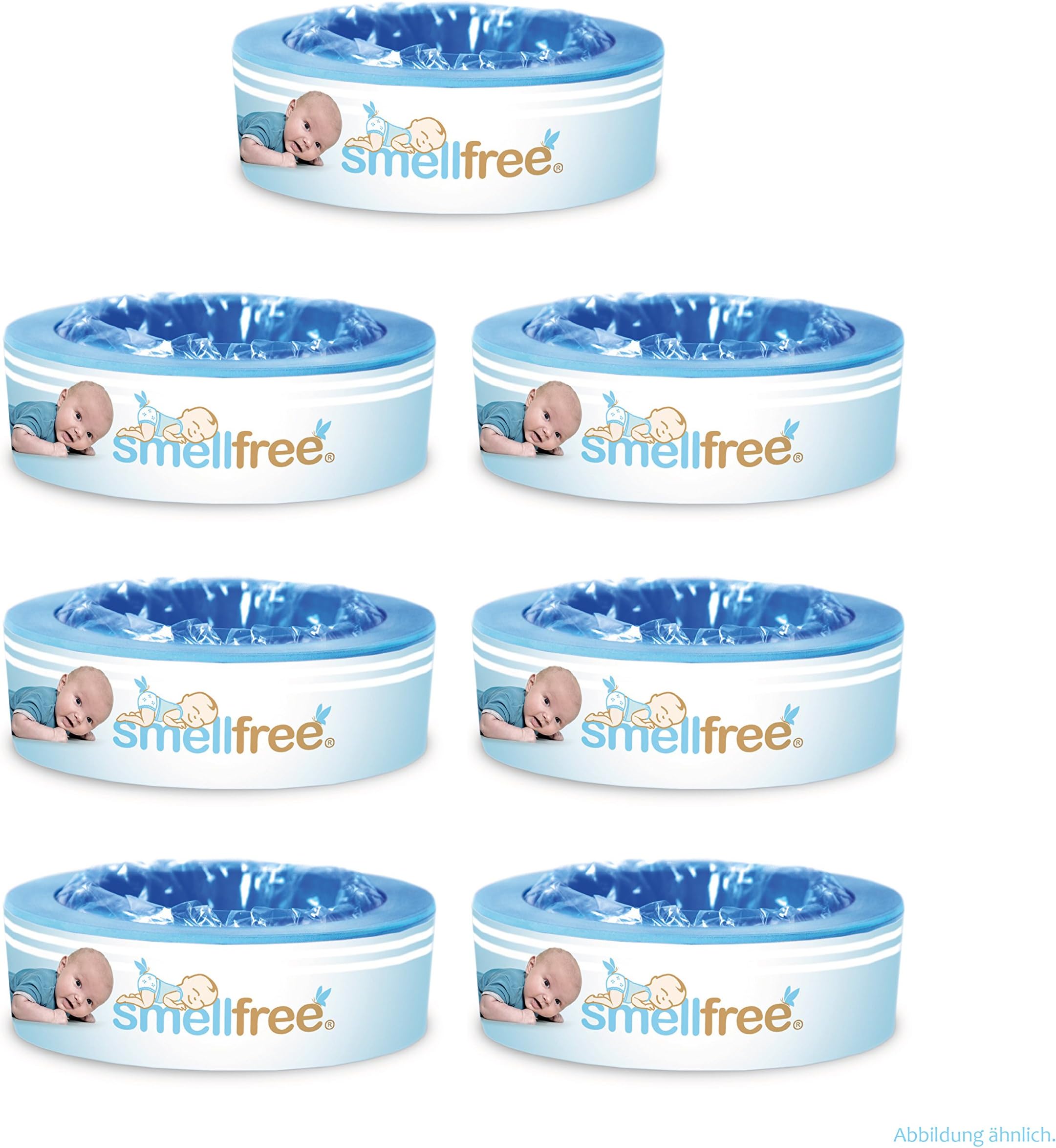 Smellfree Refill Cassette for Angelcare Nappy Bins (Pack of 6+1)